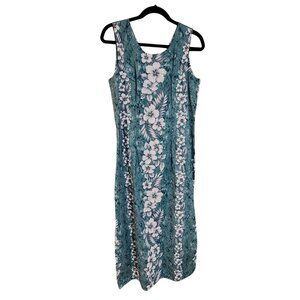 Halekulani Vintage Hawaiian Green Muumuu Womens size Large Retro